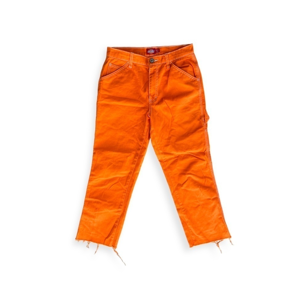 Dickie's pants orange baggy casual over size sz 1 /25 XS 90s
